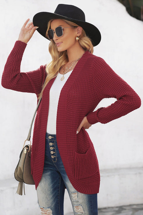 Pocket Knitted Solid Color Cardigan